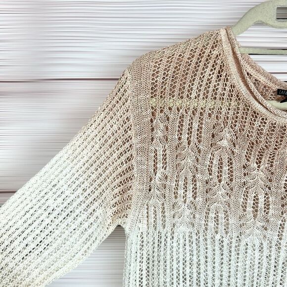Lafayette 148 Ombre Open Knit Linen Blend Sweater Semi Sheer Size M - Picture 5 of 11